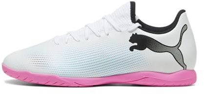 Puma Men Future 7 Play It Soccer Shoes, Puma White-Puma Black-Poison Pink, 46.5 EU