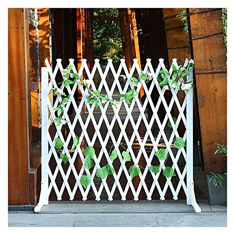 BZJPRFC White Expandable Plant Trellis Garden Fence, Wooden Freestanding Extended Gate Heavy Duty Fence, Foldable Plant Screen Pet Gate (Size : H90xL200cm)