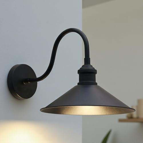 bamyum Champion Wandleuchte Innen aus Metall Schwarz, Wandlampe Innen, Wanddeko Wohnzimmer, Wandlampe Badezimmer, Wandleuchte Schlafzimmer, Deko Wohnzimmer, Wandlampe Groß, Leuchter, Wandleuchte