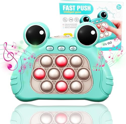 Quick Push Bubble Game, Fidget Elektronisches Sensorspiel, Push Bubble Fidget, Squeeze Toys, Mini Handheld Fast Speed Push Game, Relieving Stress Pop Fidget Game Toys for Kids & Adults (FATF-LAN)