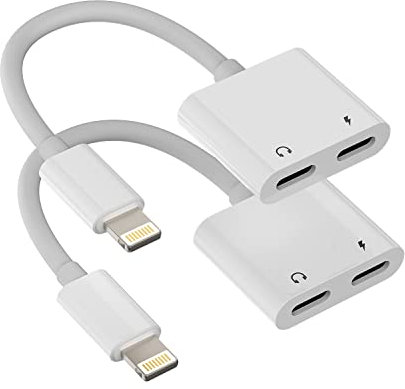 Adattatore Lightning Jack Cuffie (2 Pack)2in1 Rapida Ricarica Cavo Aux Auricolari Cuffiette Accessori per Apple iPhone 14 13 12 11 Pro Max 7 8 Plus X SE XS XR per iPad Air Sdoppiatore Headphones Porta