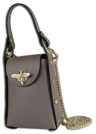Toscanto Damen Umhängetasche Leder Tasche braun Taupe OTT813UN Leder Umhängetasche