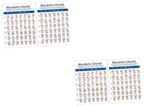 ibasenice 2pcs Mandolin Chord Training Chart Large Copper Plate Paper Guide for Beginners Diagram for and Practice Lightweight and Portable