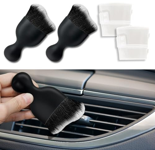 deemars 2PCS Auto-Innenraum-Reinigungsbürste, Weiche Borsten Auto Detailing Pinsel, Universal Auto Detail Pinsel Auto Dash Duster Pinsel für Armaturenbrett Lüftungsöffnungen Leder (Schwarz+Weib)
