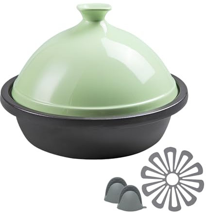 DYHQQ Tajine En Fonte Émaillée Tajine De Marmite Avec Base Et Couvercle En Céramique Marmite En Céramique Pour Le Restaurant De Cuisine À Domicile