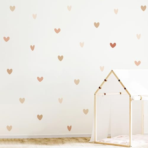 Hoppla Wandtattoo Herzen - 72 Teile Dekoration für Mädchenzimmer - Wiederverwendbare Wandaufkleber - Aufkleber für Kinder