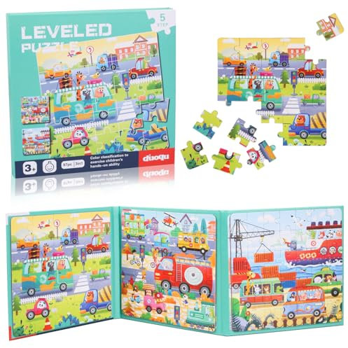 Dncvb 97 Pieces Magnetic Jigsaw Puzzles for Kids, Travel Games, 3 in 1 Puzzle, Car Games for Kids Travel, 25-30-42 Increasing Difficulty for 3 4 5 6 Year Old
