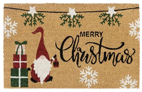 Hanse Home Kokos Fußmatte Weihnachten - rutschfeste Schmutzfangmatte Natur für Innen, Fußabtreter Merry Kokosfaser Kokosmatte für Eingangsbereich & überdachten Außenbereich - 40x70cm