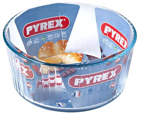 AMK® Pyrex Bake & Enjoy Souffle Dish 22cm Oven Microwave Dishwasher and Freezer Safe Even Heat Distribution Transparent For Cooking Monitoring