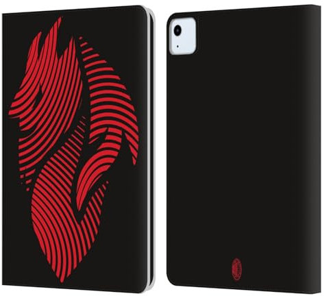 Head Case Designs Licenza Ufficiale AC Milan Logo Grafica Custodia Portafoglio in Pelle Compatibile con Apple iPad Air 11 2020/2022/2024/2025