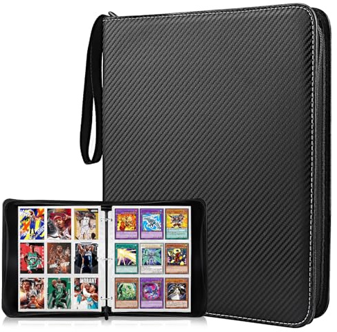 900 Pochettes Carte, Album Classeur Noir 50 Pages Porte-Poche Collectionner Jeux de Cartes, Trading Cards, Fermé par Zip