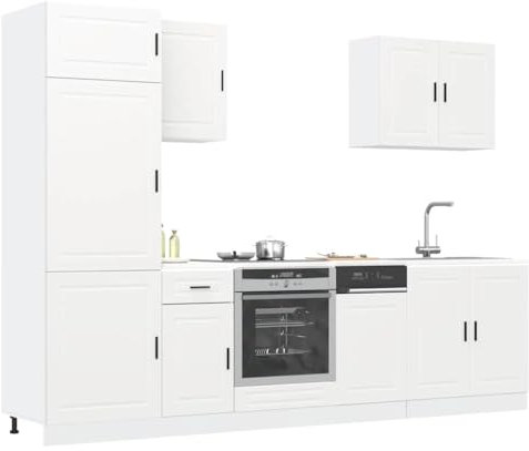 Xichuzi 7-TLG. Küchenschrank-Set Kalmar Weiß Holzwerkstoff, Küchenzeile, Küchenmöbel, Küchenunterschränke, Küchenblock - 3314781