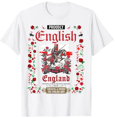 English Flag St Georges Day Outfit Idea For Women & Rose T-Shirt