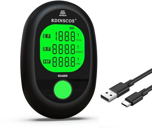 EMF Messgerät Elektrosmog Strahlenmessgerät – Tragbarer EMF Detektor mit 3-Farben LCD, Wiederaufladbar für Zuhause, Büro & Outdoor