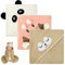 Aolso Kapuzenhandtuch Baby, 3pcs Baby Handtuch Kapuze Handtuch für zarte Babyhaut, Baby Badeponcho für Babys, Kleinkinder ab für 0-6 Jahre, Orange Katze mit offenen Augen-weißer Panda-brauner Elch