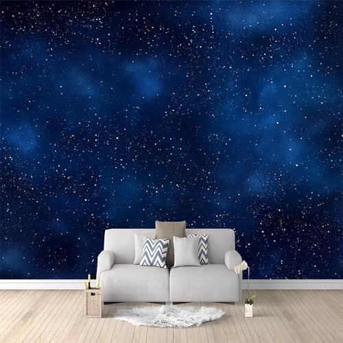 Wallpaper 250 X 175 Cm Modern Art Stars Night Sky Dark Blue White 3D Photo Wallpaper, Non-Woven Wall Mural for Living Room Bedroom, Large Modern Poster for Tv Background Wall Home Decor