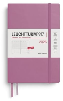 LEUCHTTURM1917 372766 Wochenplaner Paperback (B6+) 2026, Dusty Rose, Englisch