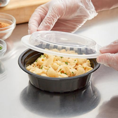 HOT BARGAINS 50 x 16oz Food Storage Containers with Reusable Lids Black Round (50, Round (16oz))