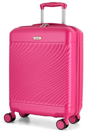 Rock Love Island Small 35L Hard Shell Suitcase - Pink | Durable Lightweight Build - 360 Degree Swivel Wheels, Telescopic Handle - Small 55 x 39 x 20cm - Ideal for Style Seekers