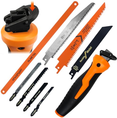 8 in 1 Metallsäge Set mit 8 austauschbaren Blättern, Mini Säge Set für den DIY, Selbstverriegelndes Design & Ergonomischer Griff, Kleine Säge zum Schneiden von Holz, Kunststoff, Sperrholz