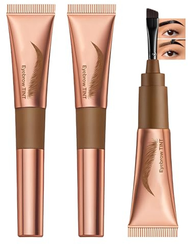 3 Pcs Peel Off Augenbrauenfarbe, Augenbrauen Gel Tattoo, Braun Augenbrauenfarbe Tattoo, Wasserfest, Smudge-Proof, Hält 5 Tage, Easy Peel Off Augenbrauengel Eyebrow Gel Tattoo, 02-Light Brown (7 g)
