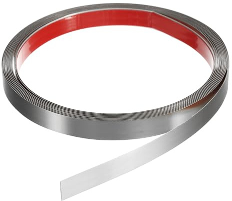 QUARKZMAN 5m x 15mm Modanatura Autoadesiva, Modanatura Adesiva in Acciaio Inox Profilato Finitura a Specchio Modanature per Pareti Soffitti Pavimenti Mobili Piastrelle Bordo, Argento