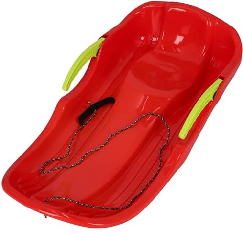 KOTARBAU® Bob Schlitten mit Bremse - 79 x 38 x 16 cm - Schlitten Plastik - Kinderbob - Kunststoffschlitten - Schneeschlitten - Schneebob - Robust & Ergonomisch - Rot