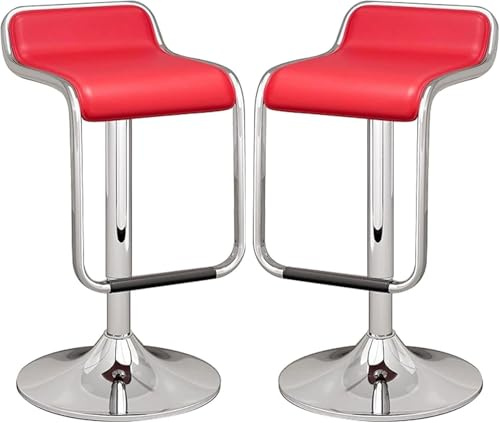 DZYHFCO Barhocker, 2er-Set, PU-Leder, Barhocker, Thekenhöhe, Hocker mit Rückenlehne, verstellbar von 61 bis 81 cm, für Küchenbank (Rosa)