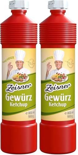 Zeisner Gewürz-Ketchup mild | aus Grasberg bei Bremen | vegan | natürlich ohne Konservierungsstoffe, große 800 ml Flasche (Packung mit 2)