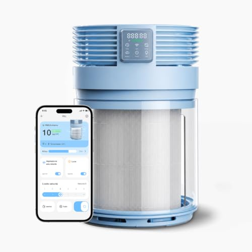 PETGUGU Purificatore d'Aria con Filtro H13 HEPA e Carbone Attivo, Rimuove 99,97% di Peli di Animali, Polvere, Allergeni e Odori di Lettiera, CADR 320 m³/h, Ingresso Aria 360°, Controllo App, PA1