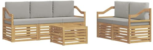 vidaXL Sofagarnituren Massivholz Akazie, Garten Lounge, langlebige Ecksofa, Moderne Möbel für Terrasse, Bequeme Sitzecke zum Entspannen