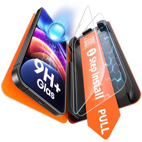 TAURI Lot de 2 Verre Trempé Pour iPhone 12 Pro Max | Sans Bulle, Film Protection avec Installation 1 Étape et Outil, Dépoussiérage Auto, Couverture Complète, Anti-Rayures