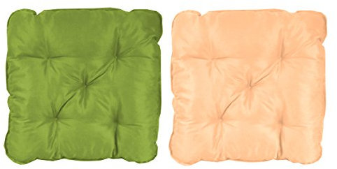 Meerweh Sitzkissen 2er Set Auflage für Sessel Sitzpolster Wendeauflage, grün/beige, ca. 50x50x10 cm