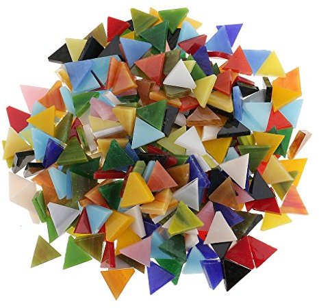 Sharplace Glasmosaik Premium hochwertig Glasmosaiksteine bunt unregelmäßige Glas Mosaiksteine auf, Teller, Bilderrahmen, 300 Stücke Dreieck, 12mm