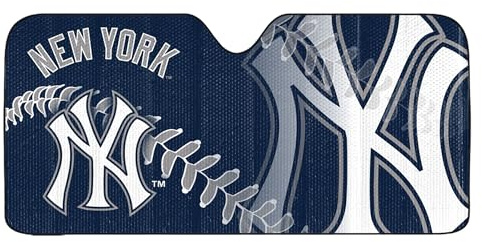 Fanmats 60036 MLB New York Yankees Windshield Sun Auto Shade, Sun Shield Sun Visor | Accordion tri-fold for Storage | 59 x 29.5, Colorful Team Design