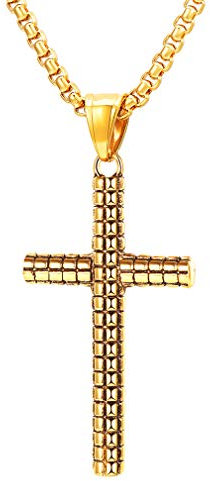 FaithHeart Halskette Kreuz Anhänger Gold Kette Religiöse Kruzifix Anhänger Halskette mit Venezianierkette für Geburtstag Valentinstag