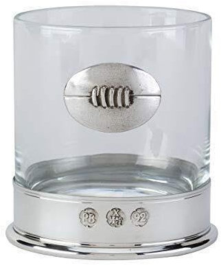 Très Haute Qualité sans Plomb Poteries Monté 0.35l Whisky Verre avec un Ballon Rugby Emblème en Boîte Présentation de 1 ou 2 Lunettes