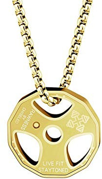 AILUOR Männer Frauen Hantel Anhänger Halskette, Edelstahl Hantel Anhänger Sport Hantel Gewichtheber Hantel Kette Schmuck (Gold)