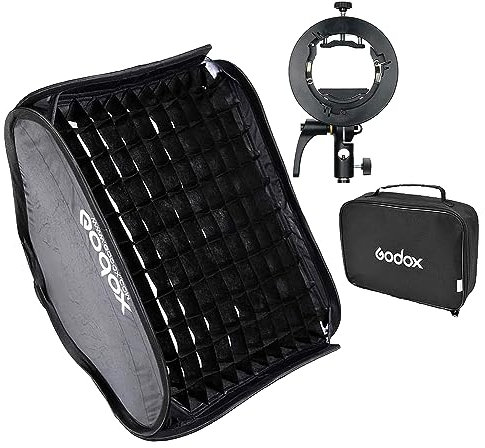 Godox Faltbare Universal-Softbox mit Wabengitter und S2 Speedlite-Halterung für Godox V1 Serie, AD200Pro, AD200, AD400Pro, V860II Serie, TT350 Series Flash Speedlite (SGGV6060cm)