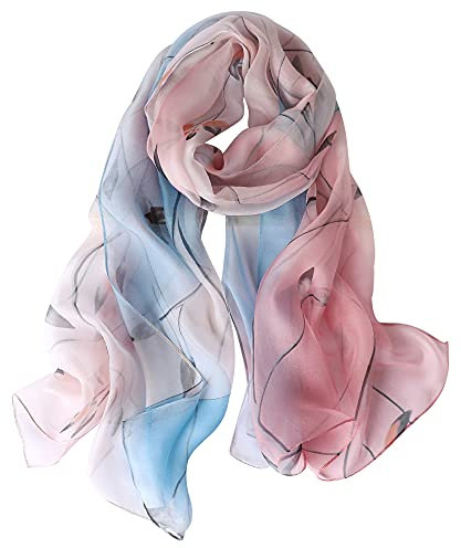 STORY OF SHANGHAI Seidenschal Damen 100% Seide, 30+ Farben XXL Blumen Seidentuch, Stola für Abendkleid Hochzeit, Seide Schal Halstuch, 175 * 110cm