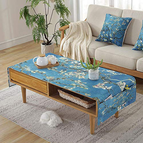 LIUJUAN Tischdecken Abwaschbare Gartentischdecke Baumwolle Leinen Stoff Couchtisch Tischdecke Wohnzimmer Einfache Tv-Schrank Abdeckung Handtuch-Van Gogh Aprikosenblume_60 * 170 cm