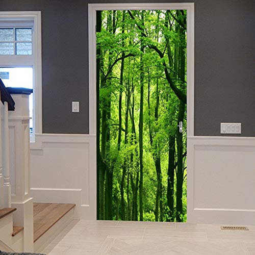 A.Monamour Türtapete Selbstklebend Türfolie Türposter 3D Natur Landschaft Grüne Bäume Wald Druck Vinyl Folie Türdeko Tapete Wandbild Türaufkleber Türtattoo 77 x 200 cm