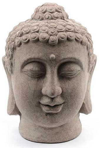 Miss Lovely Fernöstliche Buddha-Figur Buddha-Kopf - Statue in grau Wohnungs-Deko Dekoration Feng Shui Meditation & Yoga Accessoire & Geschenk-Idee 18cm