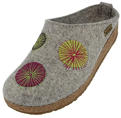 HAFLINGER Grizzly Radius Filzpantoffeln mit Gummisohle Unisex (Steingraumeliert 84), Gr. 39