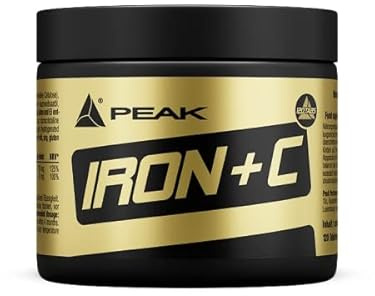 PEAK Iron + C - 120 Tabletten I Eisen Bisglycinat I Vitamin C I Nährstoffversorgung I hohe Bioverfügbarkeit I Immunsystem I Energiestoffwechsel I Sauerstofftransport I vegan I glutenfrei