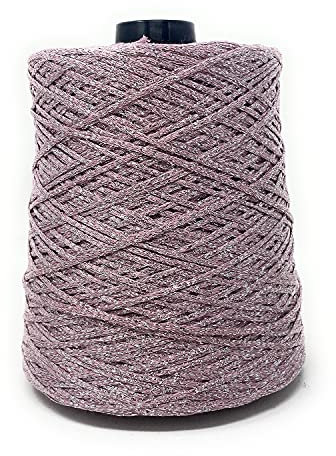 Rocca 500 grammi 850 metri per Lavoro a Maglia e uncinetto Ferri 5-6 Misto Cotone Viscosa Lurex made in italy alta qualità (Rosa Argentato)