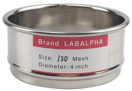 LABALPHA 120 Mesh Lab Sieves, Test Sieve #120 Mesh, 4'' Diameter, 304 Stainless Steel Wire Cloth (0.125mm)