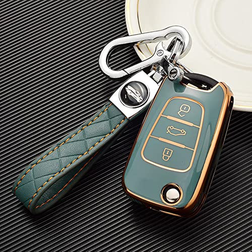ontto Klapp Autoschlüssel Hülle Cover Passt für Kia Sportage Optima Ceed Hyundai i20 i30 IX20 IX35 Veloster Elantra Fernbedienung Schlüsselanhänger TPU Schutzhülle Schlüsselcover Schlüsselbox-Grau