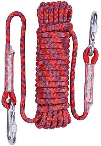NorthPada Static Nylon Heavy Duty Outdoor Climbing Rope for Knotting Practice, Arborist Tree Work, Marine Anchor Boat, Rappelling Emergency, Swing, 10mm x 20 Meters Red