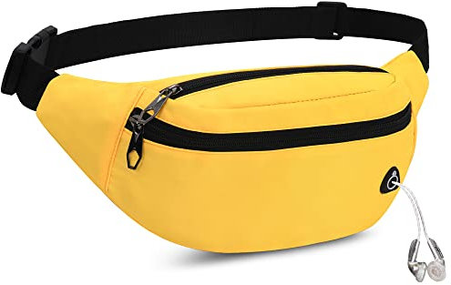 Marsupio Sportivo Uomo Donna Grande con 3 Zip Tasche Cintura Regolabile e Dotato di jack per cuffie Impermeabile per Viaggio Ciclismo Running Escursionismo Campeggio